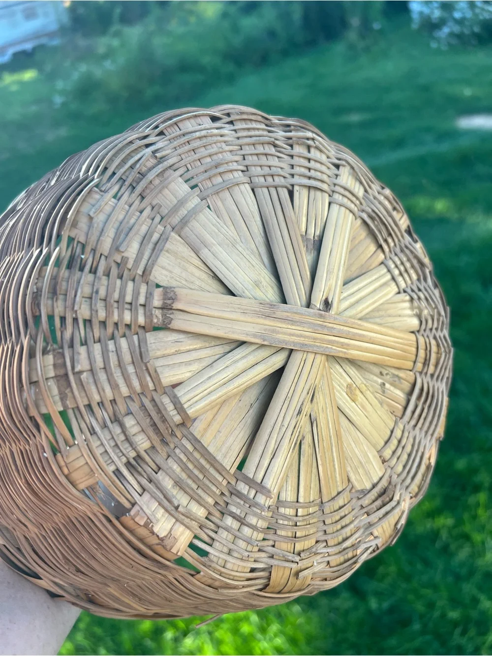 Vintage Woven Basket with Handle - Brown